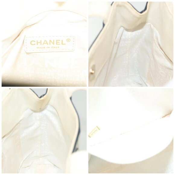 CHANEL windows Tote Bag Canvas Black White gold CC Auth - Picture 14 of 15